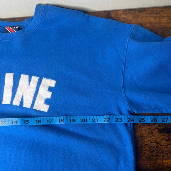 MAINE Pullover Sweatshirt Blue M/L Coastal Travel Crew Neck Nautical Preppy - Picture 10 of 11